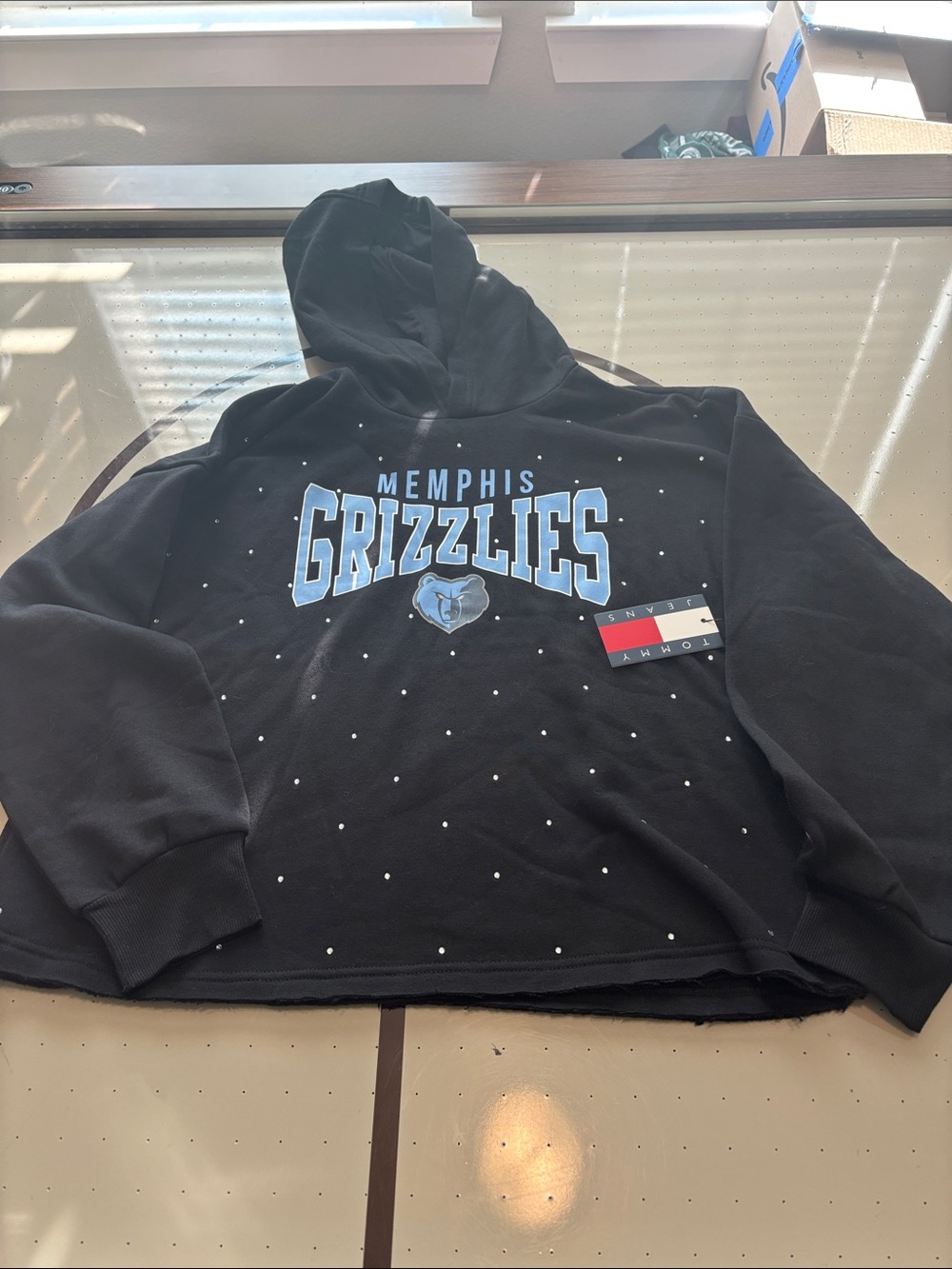 Tommy Hilfiger Black Memphis Grizzlies Hoodie with Light Blue Logo